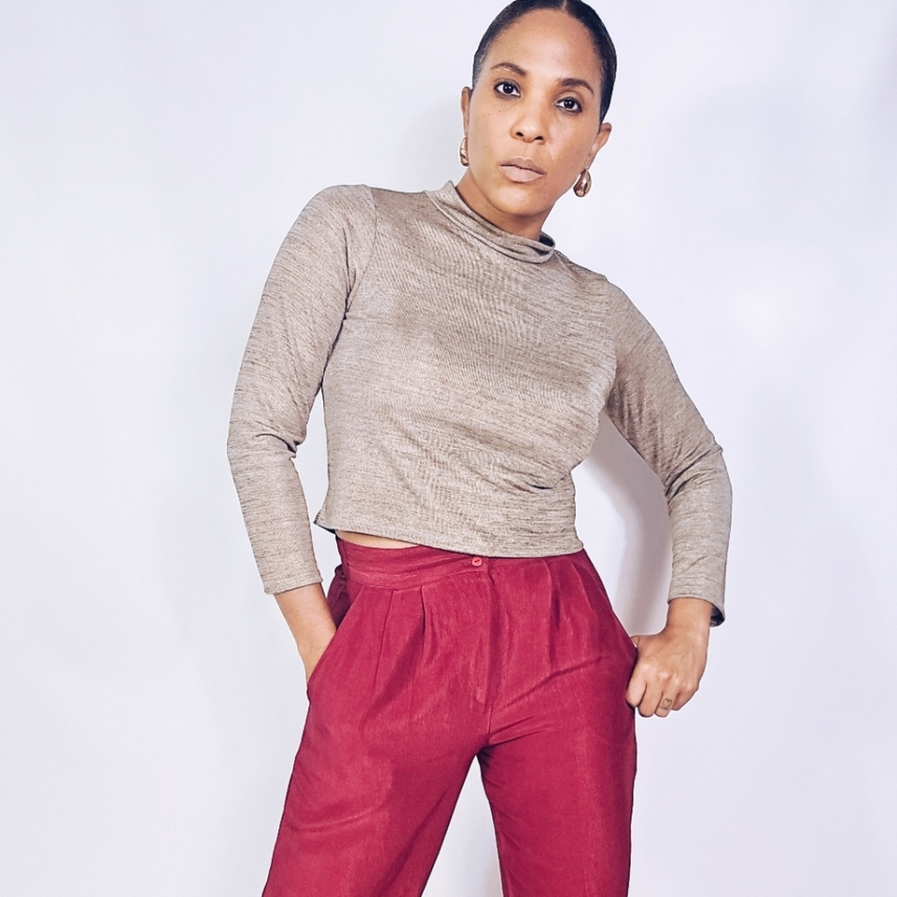 Vintage Metallic Mockneck